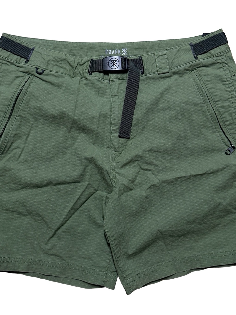 Mens Roark Military Surplus Style Utility Scout Belted Green Shorts Size 32